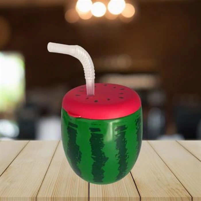 TUFEYO Karpuz Model Kendiliğinden Pipetli 900 ml Suluk, Matara