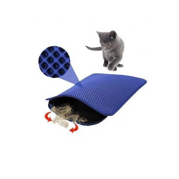 TUFEYO Kedi Tuvalet Önü Kum Toplayıcı Temizleyici Elekli Gri Paspas