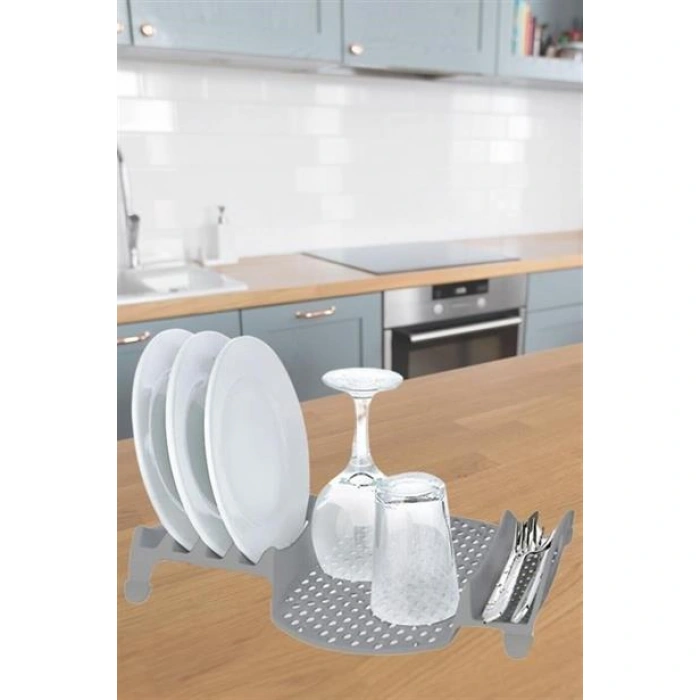 TUFEYO Lavabo Kenarı Fonksiyonel Tezgah Üstü Bardak Tabak Kaşık Kurutmalı Bulaşıklık Tabaklık