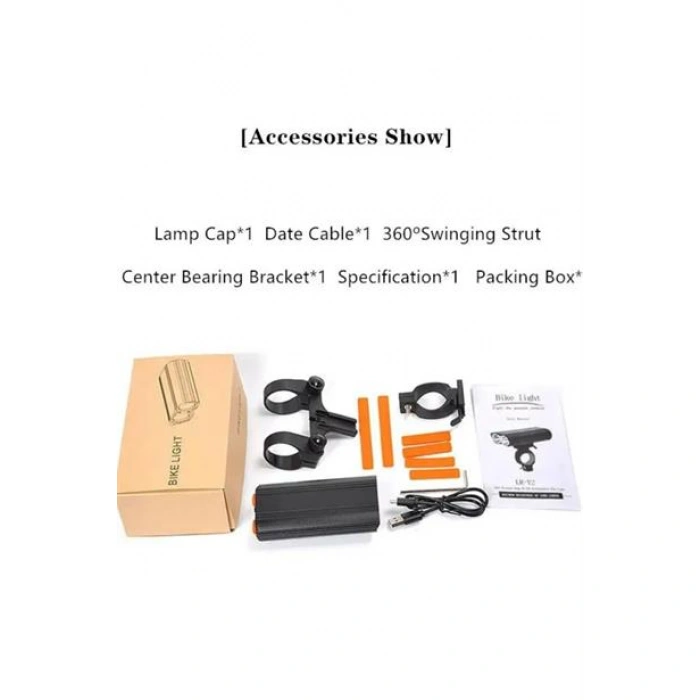 TUFEYO Şarj Göstergeli Uzun Menzil Su Geçirmez LED Bisiklet Feneri 1600 Lumen