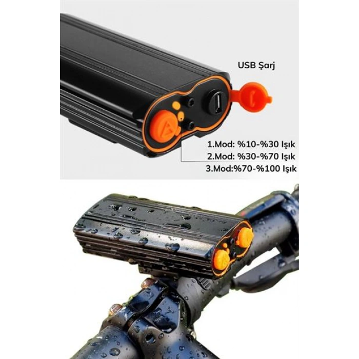 TUFEYO Şarj Göstergeli Uzun Menzil Su Geçirmez LED Bisiklet Feneri 1600 Lumen