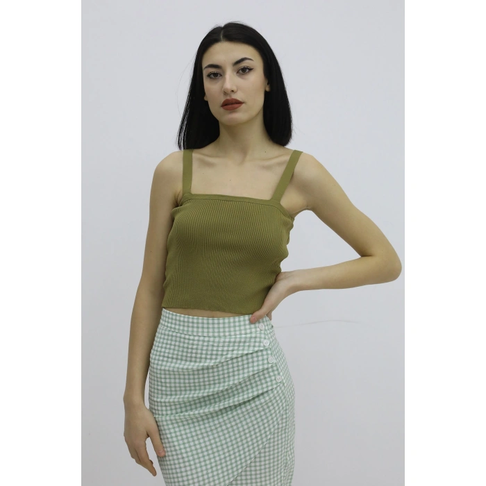 Askılı Triko Büstiyer Haki - P-019917