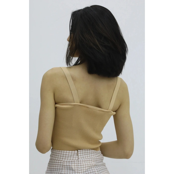 Askılı Triko Büstiyer Vizon - P-019917