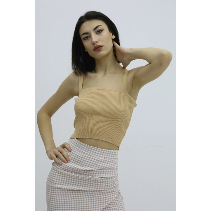 Askılı Triko Büstiyer Vizon - P-019917