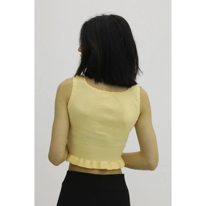 Bel Lastikli Triko Bluz Hardal - P-019708