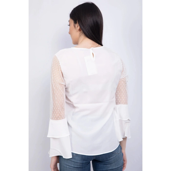 Bisiklet Yaka Bluz Ekru - P-018626