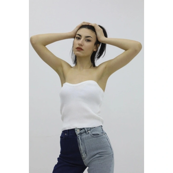 Likralı Triko Büstiyer Ekru - P-019895