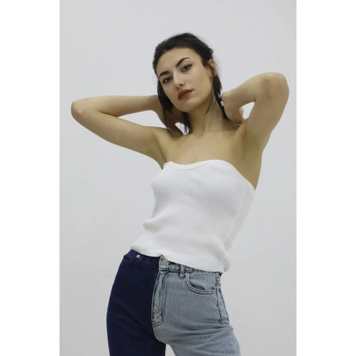 Likralı Triko Büstiyer Ekru - P-019895