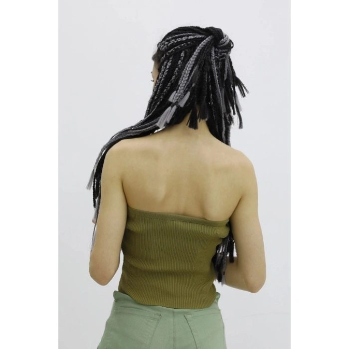 Likralı Triko Büstiyer Haki - P-019895