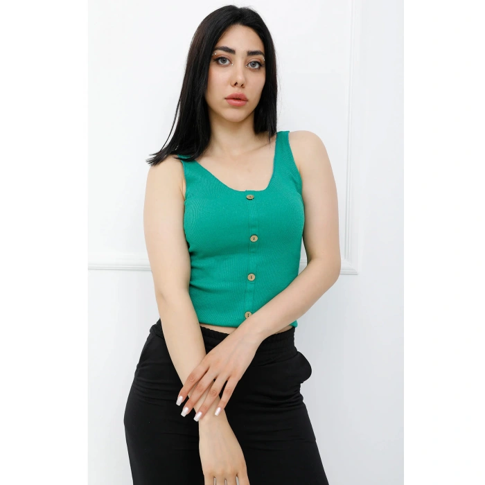 Düğmeli Askılı Bady Yeşil - P-020496