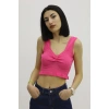 Bel Lastikli Triko Bluz Fuşya - P-019708