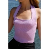 Boyun Geçirmeli Triko Büstiyer Lila - P-019915
