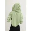 Kapşonlu Yan Dekolteli Sweat Yeşil - P-019669