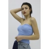 Likralı Triko Büstiyer Mavi - P-019895