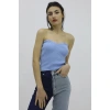Likralı Triko Büstiyer Mavi - P-019895