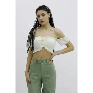 Balon Kol Lastikli Büstiyer Ekru - P-019964