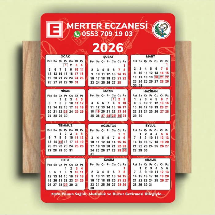14x10 cm Eczanenize Özel 2026 Takvimli Magnet