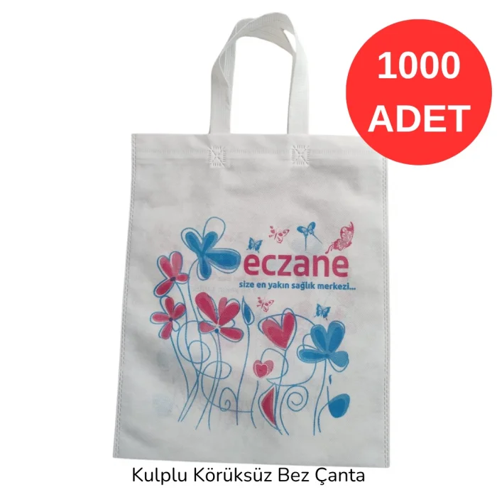 30*37cm Kulplu Çiçek Desen Bez Torba 1000 adet
