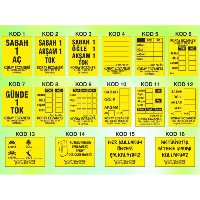 4 Farklı Tasarımda 20.000 Adet fosforlu Eczane Etiketi