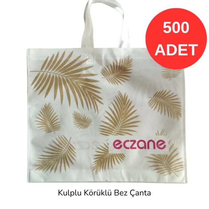 40x34x7cm Kulplu Körüklü Hurma Yaprak Desenli Bez Torba 500 adet