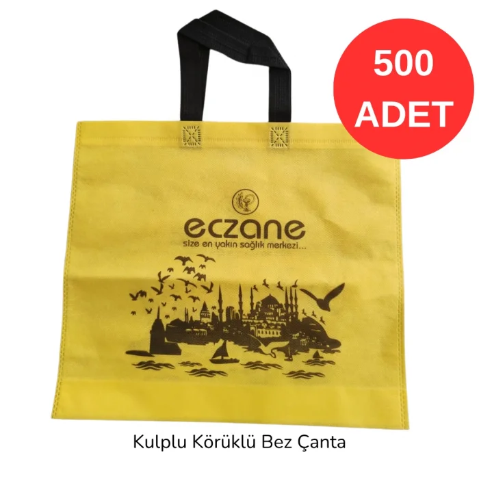 40x34x7cm Kulplu Körüklü İstanbul Desenli Bez Torba 500 adet