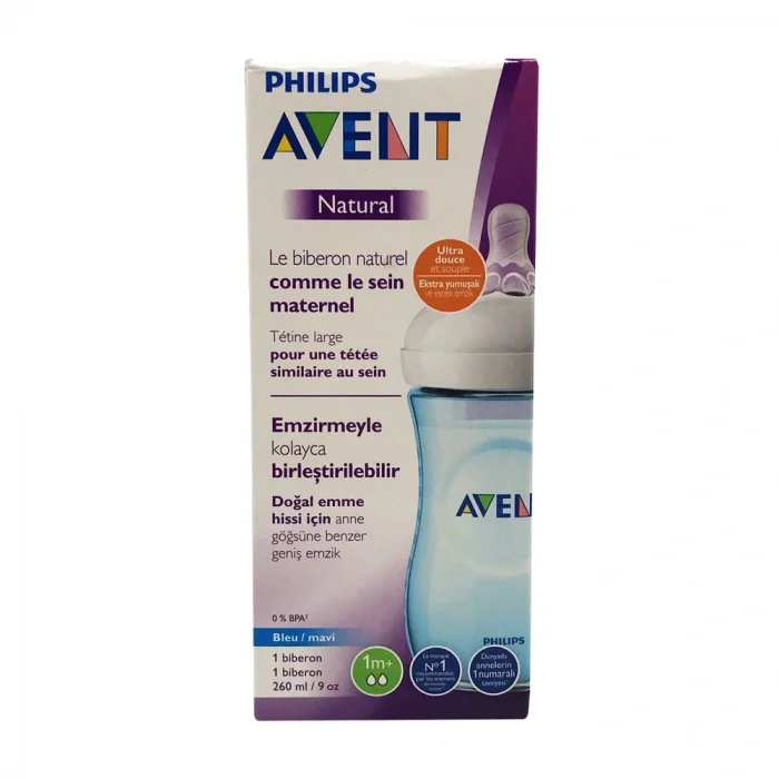 Avent Natural PP Biberon Yavaş Akış 1 Ay+ 260 ml - Mavi