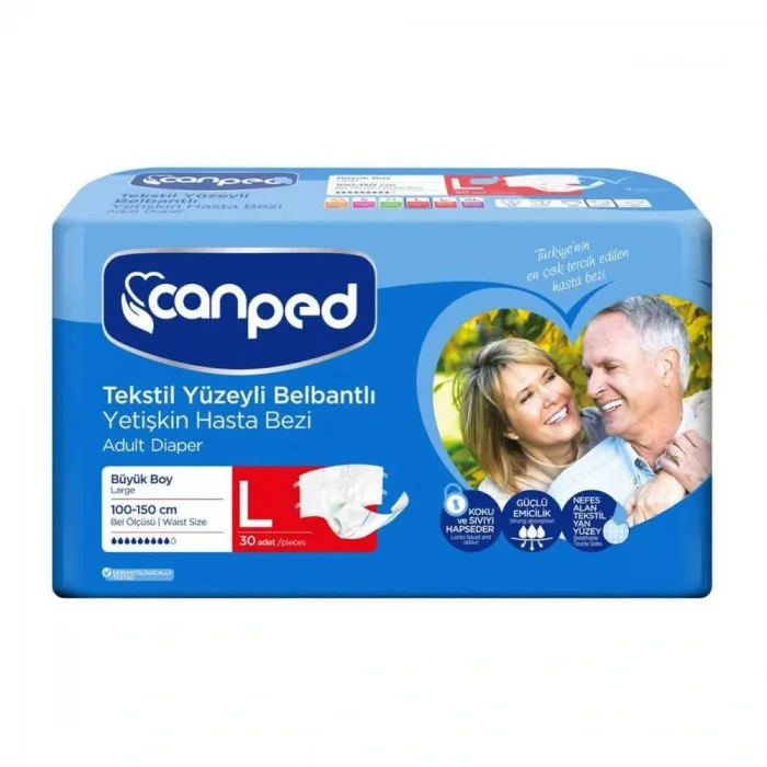 Canped Tekstil Yüzey Belbantlı Hasta Bezi Large 30lu
