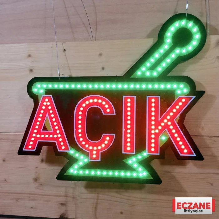 Eczane Açık Tabelası Havan figürlü