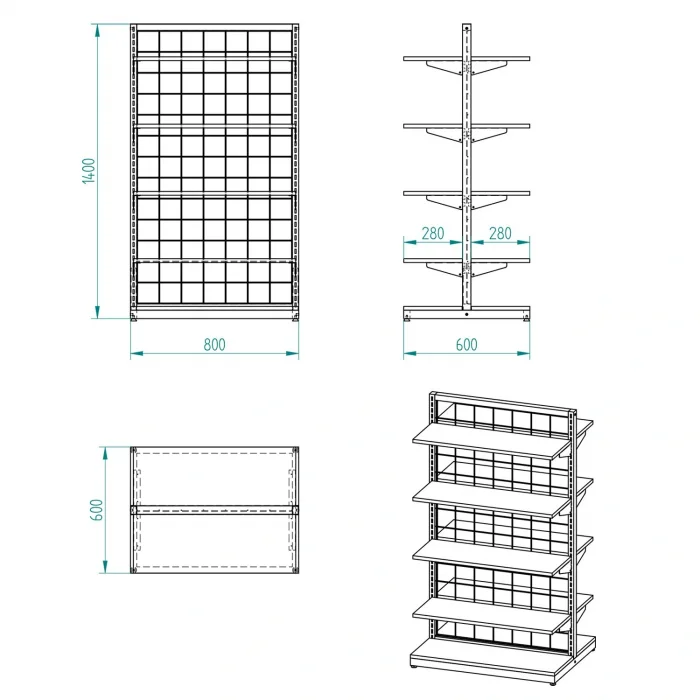 Eczane Çift Taraflı Siyah Metal Stand – Bambu Raflı 80x60