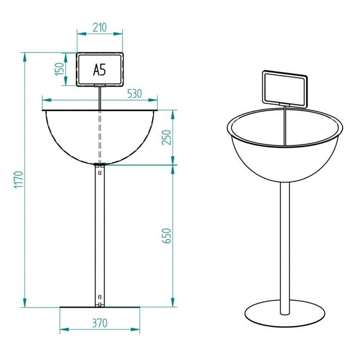 Eczane Fanus Çanak Stand – 50 cm, Tek Katlı