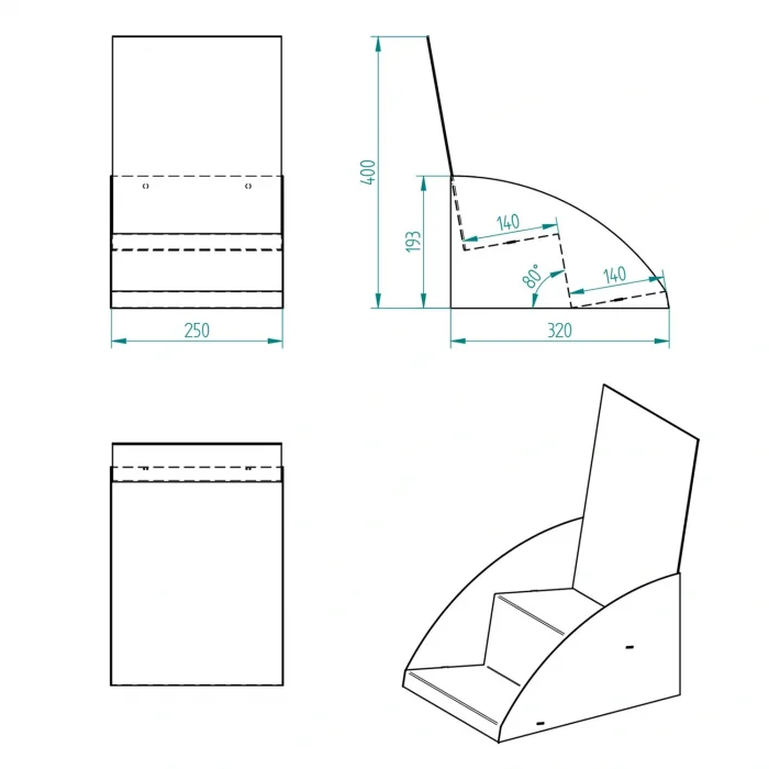 Eczane Tezgah Üstü Stand – 25 cm, Beyaz, 2 Katlı