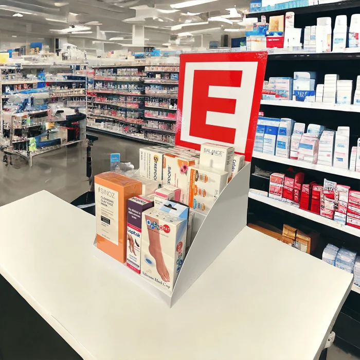 Eczane Tezgah Üstü Stand – 25 cm, Beyaz, 2 Katlı