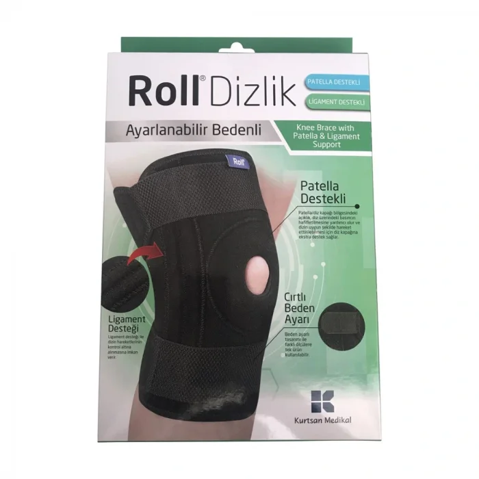 Roll Patella ve Ligament Destekli Ayarlanabilir Bedenli Cırtlı Dizlik