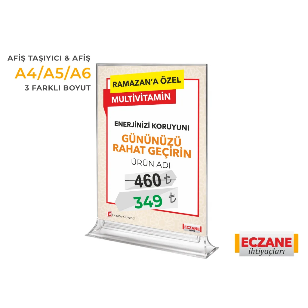 Ramazan Enerjinizi Koruyun Afişi + Pleksi Afiş Taşıyıcı