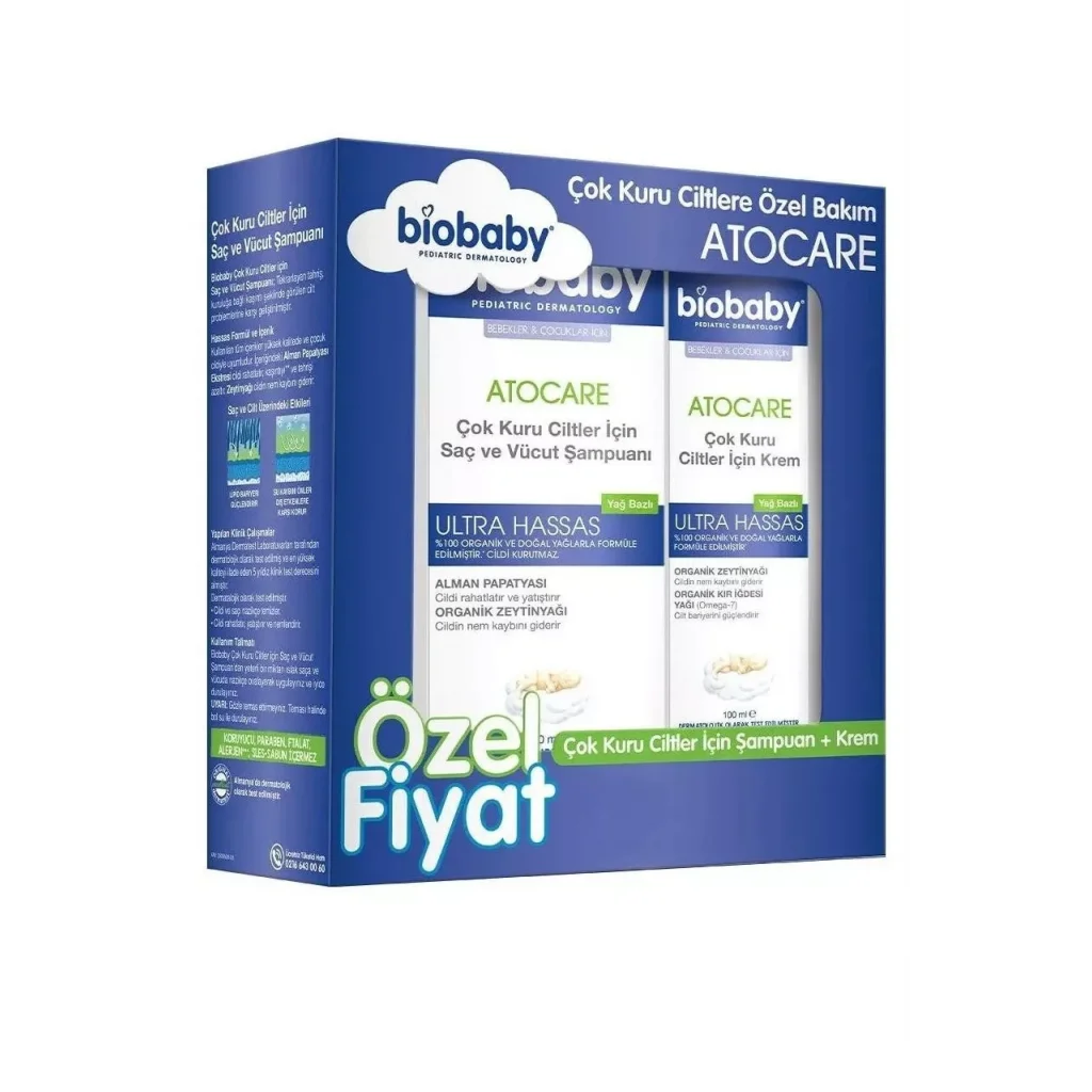 Biobaby Kuru ve Atopik Ciltler İçin Şampuan 300 ml + Krem 100 ml (Özel Fiyat Etiketli)