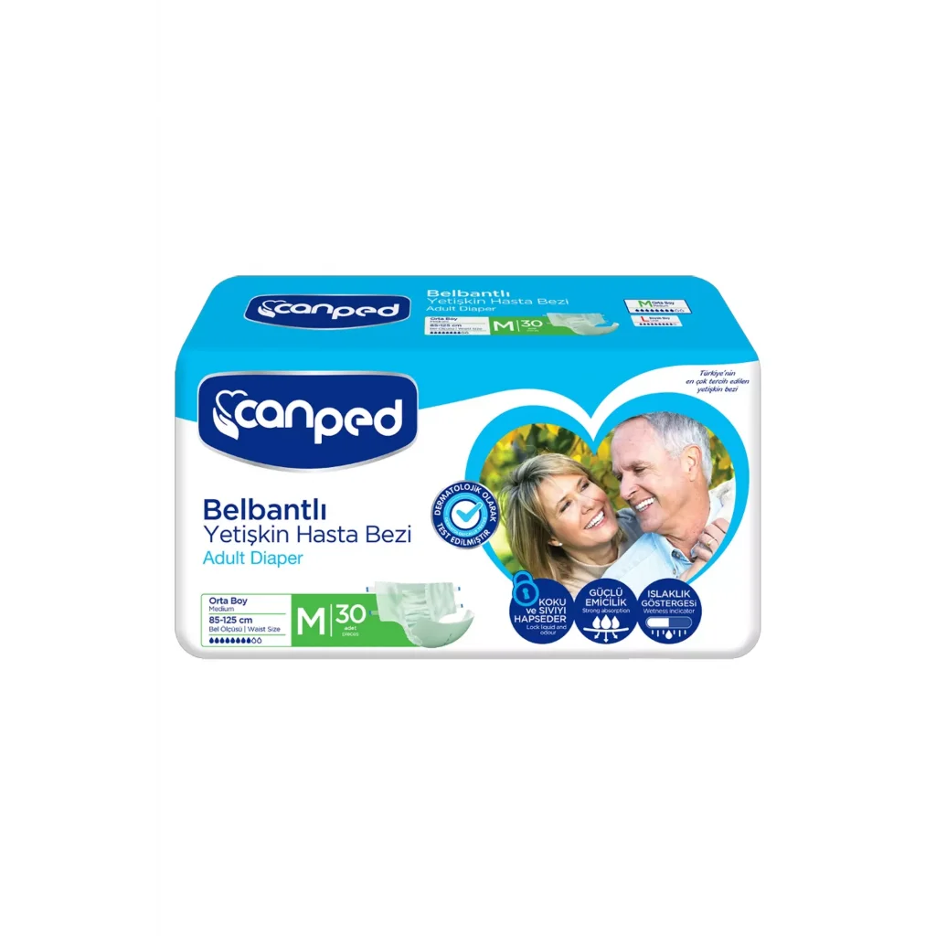Canped Belbantlı Yetişkin Hasta Bezi 30 Adet (Orta Boy)