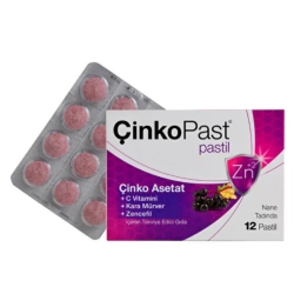 Çinkopast Nane Zencefil Kara Mürver Pastil 12li