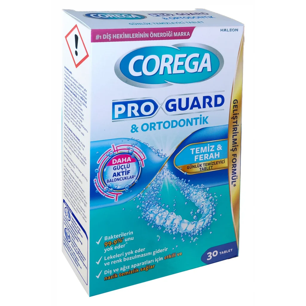 Corega Pro Guard  Ortodontik Günlük Diş Protezi Temizleyici 30 Tablet