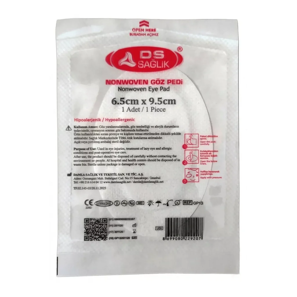 DS Plus Nonwoven Göz Pedi 6,5 x 9,5 cm (tekli)