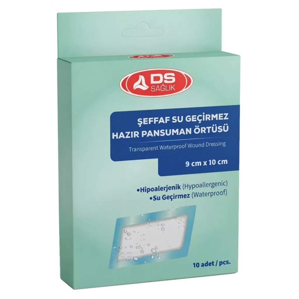 DS PLUS ŞEFFAF SU GEÇİRMEZ PU YARA ÖRTÜSÜ 9CM X 10 CM 10 ADETLİ 1 PAKET