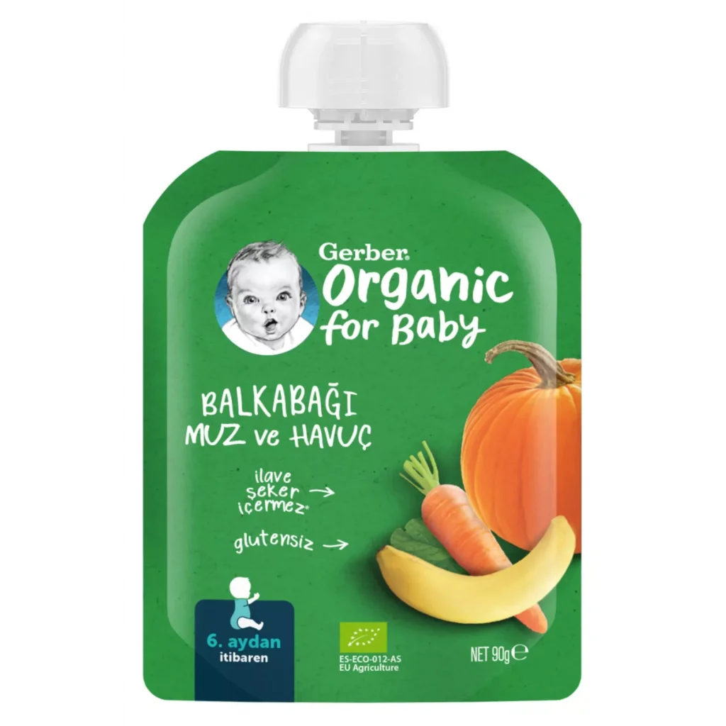 Gerber Organik Balkabağı Muz ve Havuç Püresi 90 gr