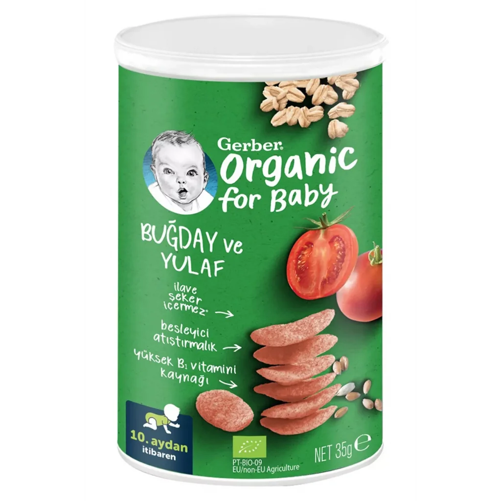 Gerber Organik Buğday ve Yulaflı Domates, Havuç, Soğanlı Püre 35 gr