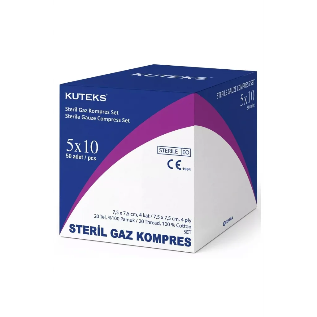 Kuteks Steril Gaz Kompres 7.5 x 7.5 cm (10x5) 50li