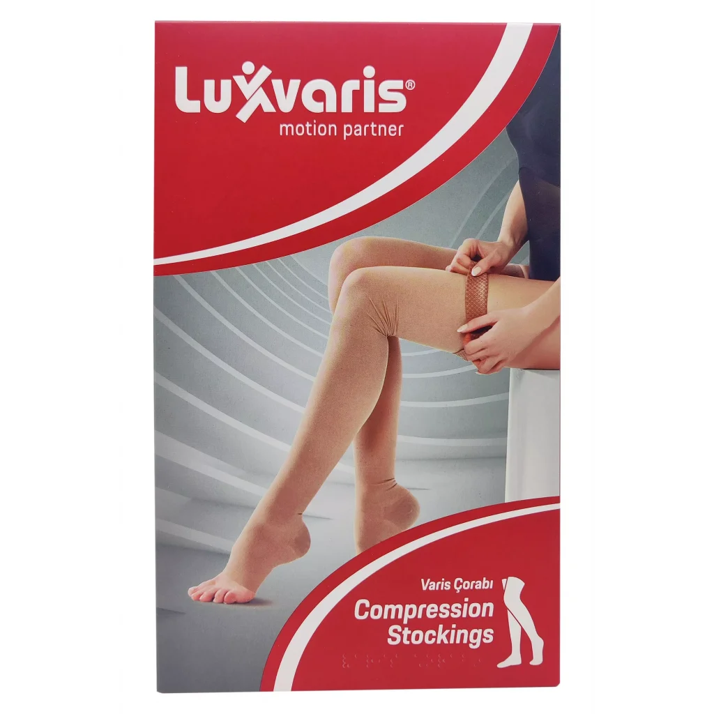 Luxor 810 CCL2 Orta Basınçlı Dizüstü Burnu Açık Varis Çorabı Ten Rengi No: 3