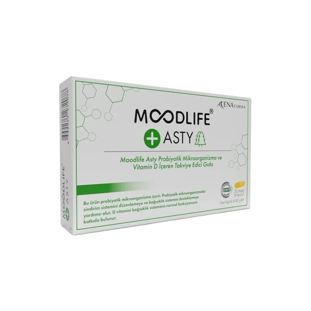 Moodlife Asty Probiyotik ve Vitamin D içeren Takviye Edici Gıda 30 Kapsül
