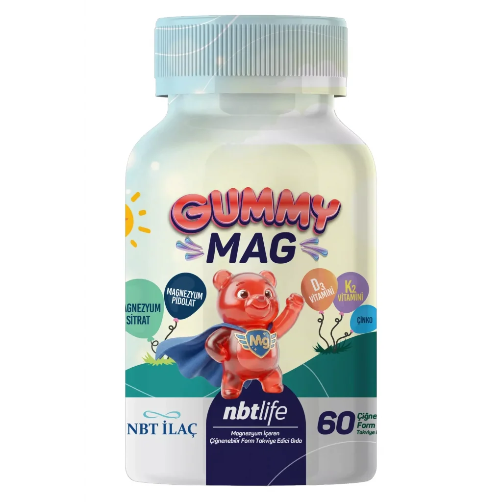 NBT Life Gummymag Kids Magnezyum Vitamin B6 K2 D3 İçeren 60 Gummy