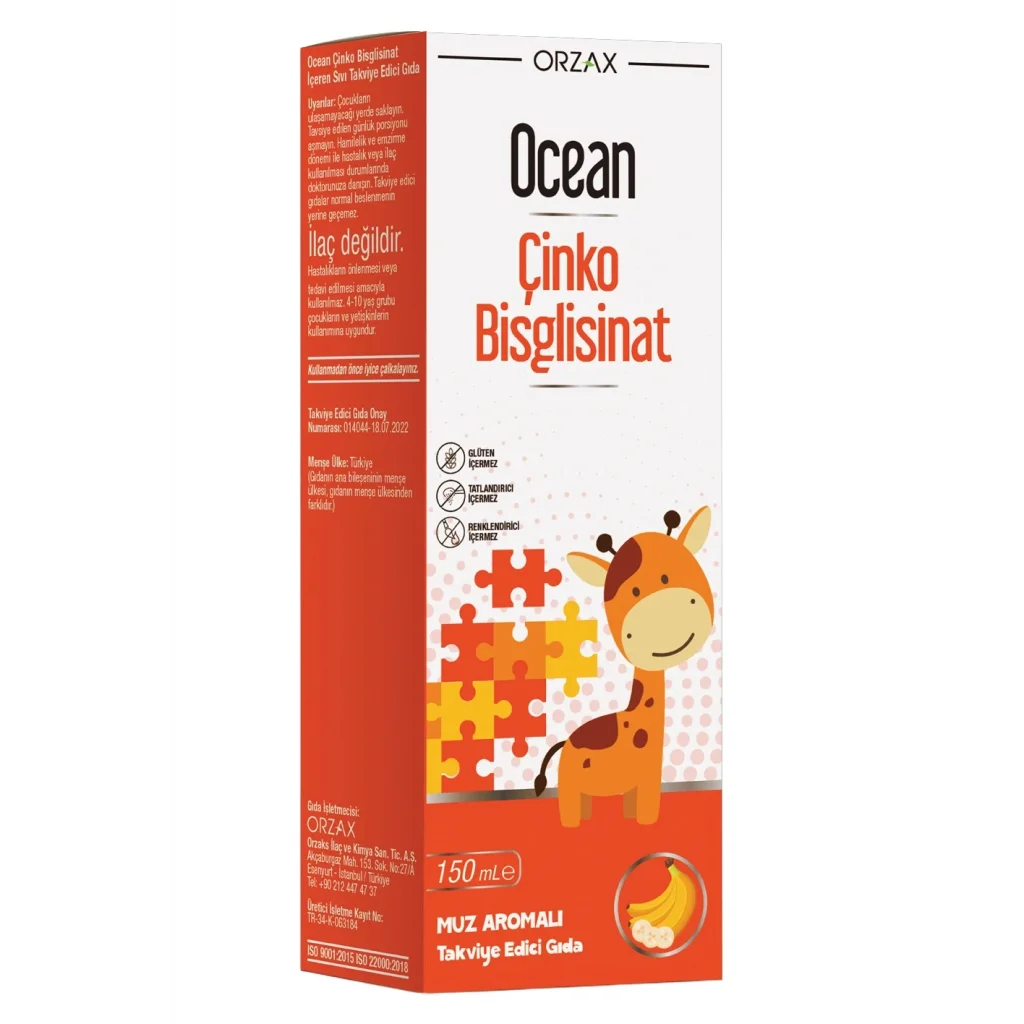 Ocean Çinko Bisglisinat Şurup 150 ml - Muz Aromalı