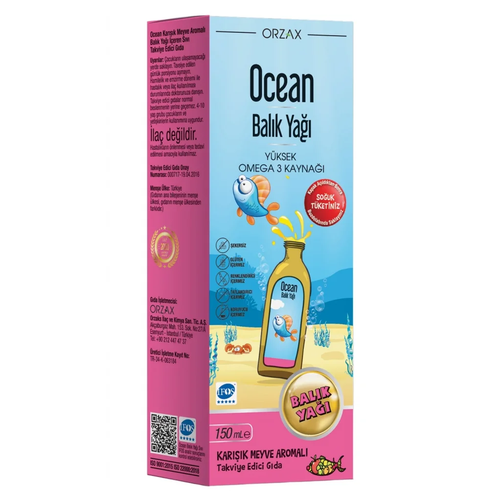 Ocean Fish Oil Tutti Frutti Karisik Meyve Aromali Surup 150 ml