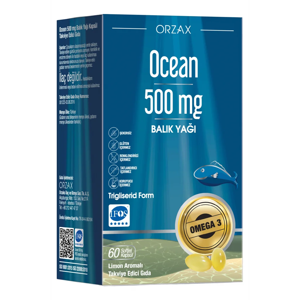 Ocean Omega 3 Balık Yağı 500 mg 60 Kapsül