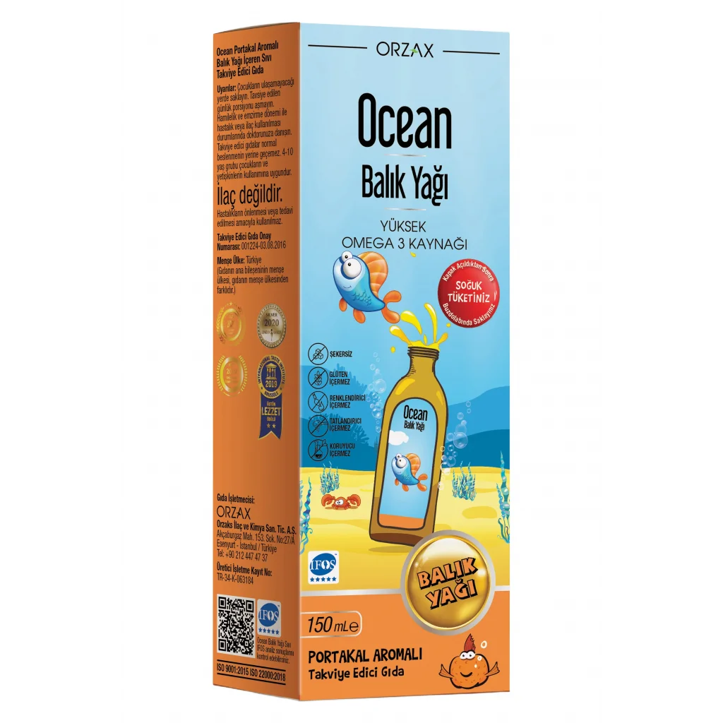 Ocean Omega 3 Portakallı Balık Yağı Şurubu 150 ml